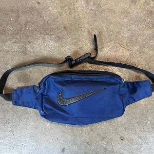 Vintage 90s Nike Fanny Pack Navy Blue Waist Bag Swoosh Logo 90s Y2K Sportswear